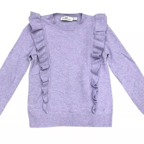 Vineyard Vines Merino Wool & Cashmere Purple Ruffled Kids Top L - Picture 1 of 11